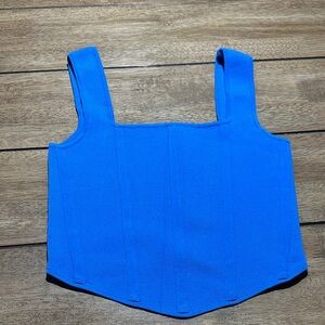 Zara Electric Blue Square-Neck Corset Tank